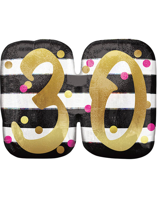 30th Pink & Gold Milestone SuperShape Balloon - 30" Foil