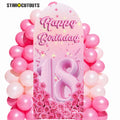 SC4618 Happy Birthday Pink Gold Stars Roses Backdrop Sailboard Cardboard Cut Out Height 185cm – product image 1