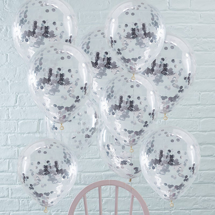 Silver Confetti Balloons