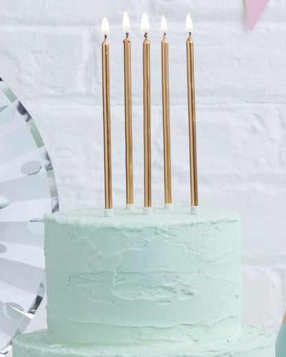 Pick & Mix Gold Tall Candles - 14cm