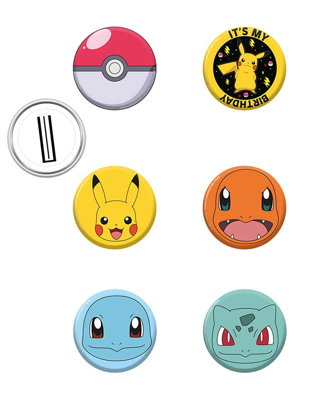 Pikachu Pokemon Party Badges (8pk)
