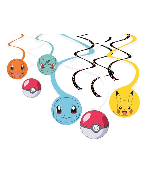Pikachu Pokemon Party Swirl Decorations (6pk)