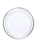 White with Silver Trim Plastic Plates - 16cm