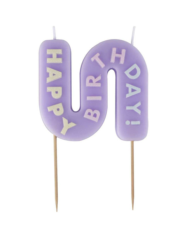 Pastel Wave 'Happy Birthday' Candle - 12cm x 7cm – product image 2