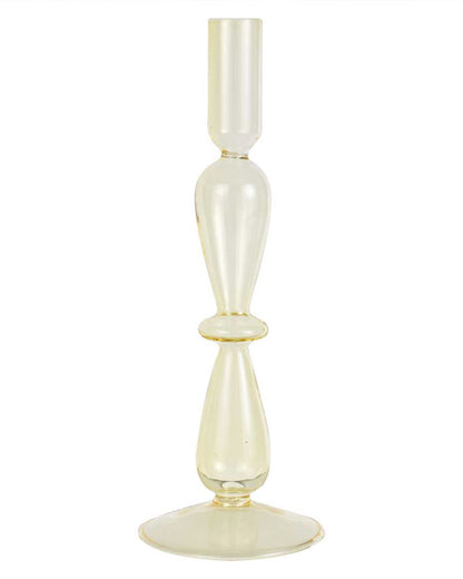 Pastel Wave Yellow Glass Bubble Candle Holder