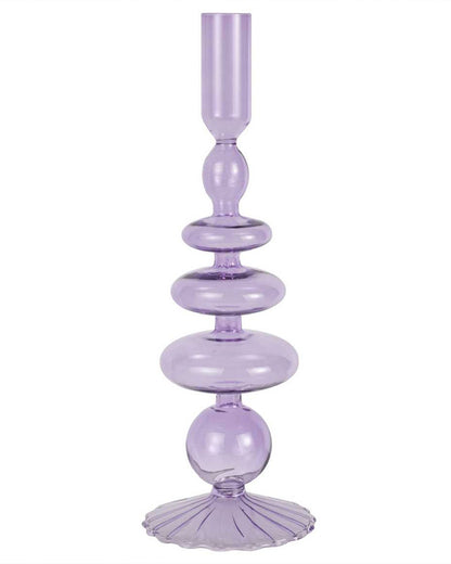 Pastel Wave Lilac Glass Bubble Candle Holder