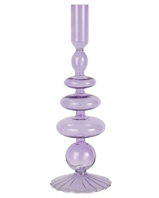 Pastel Wave Lilac Glass Bubble Candle Holder