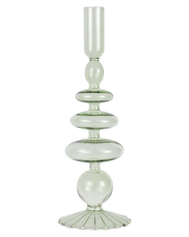 Pastel Wave Green Glass Bubble Candle Holder