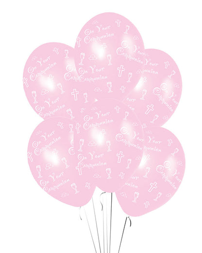 First Holy Communion Pink Balloons - 11" Latex (6pk)