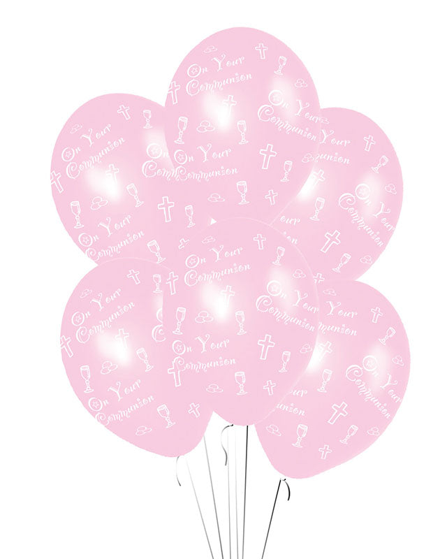First Holy Communion Pink Balloons - 11" Latex (6pk) – product image 1