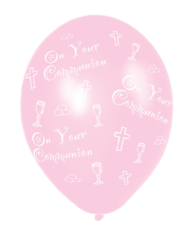 First Holy Communion Pink Balloons - 11" Latex (6pk) – product image 2