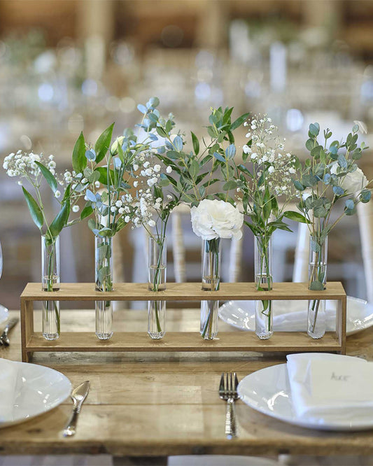Rustic Romance Wooden Stem Holder Wedding Centrepiece - 19cm x 45cm