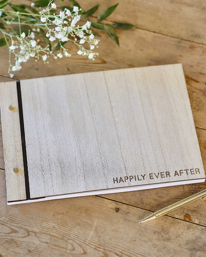 Rustic Romance Wooden 'Best Day Ever' Guestbook - 18cm x 26cm