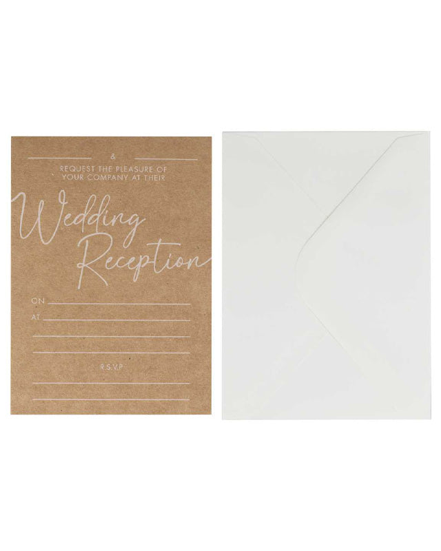 Rustic Romance Kraft Evening Wedding Reception Invitations with Envelopes (10pk)