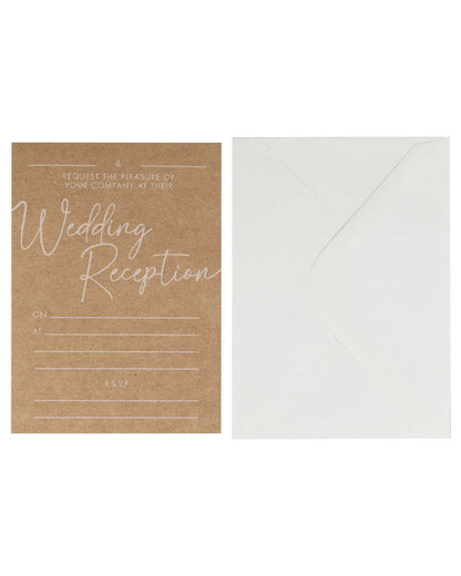 Rustic Romance Kraft Evening Wedding Reception Invitations with Envelopes (10pk)