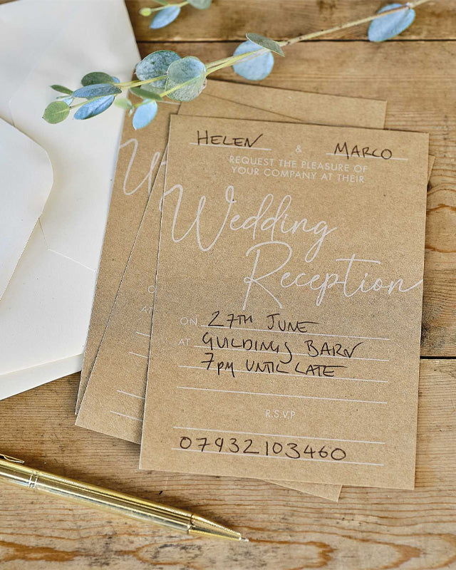 Rustic Romance Kraft Evening Wedding Reception Invitations with Envelopes (10pk) – product image 1