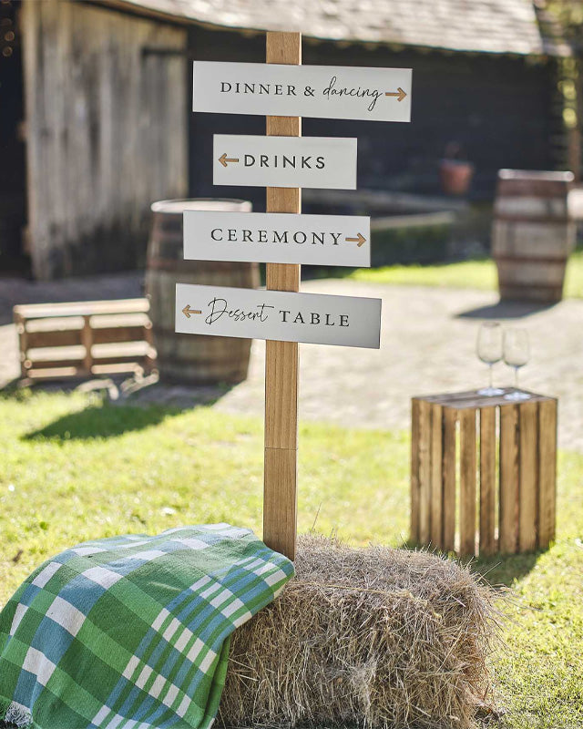 Rustic Romance Wooden Wedding Signpost & Wedding Signs