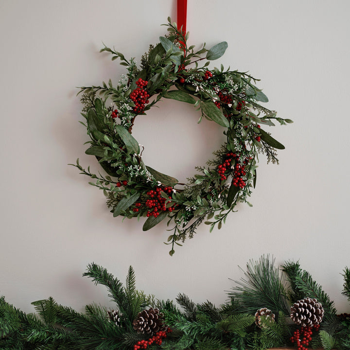 Foliage and Berries Christmas Door Wreath