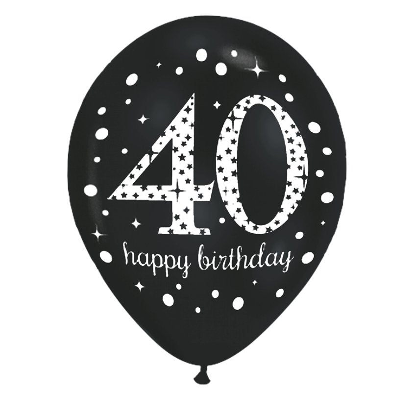 Sparkling Celebration 40th Birthday Balloons - 11" Latex (6pk)