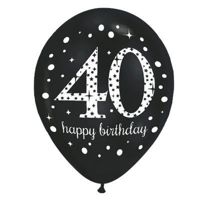 Sparkling Celebration 40th Birthday Balloons - 11" Latex (6pk)