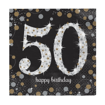 Sparkling Celebration 50th Birthday 2ply Paper Napkins - 33cm (16pk)
