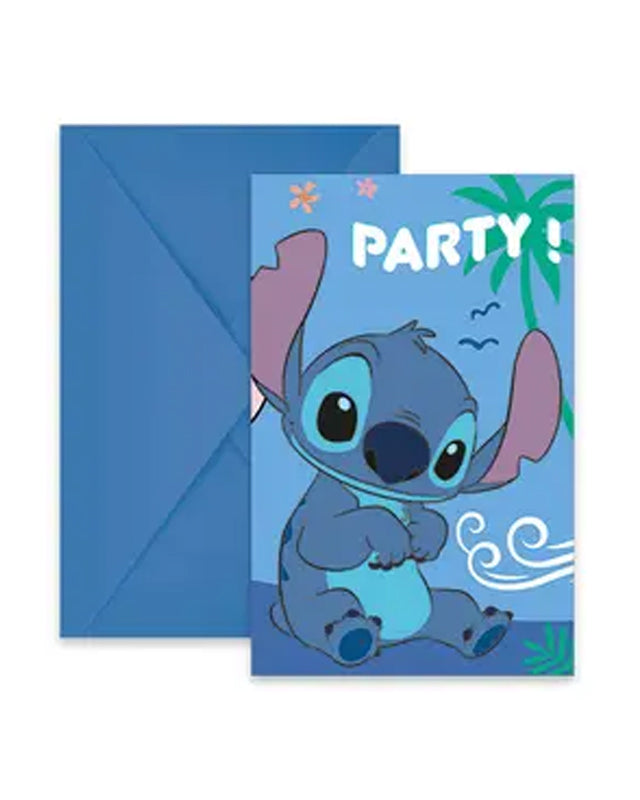 Disney Stitch Party Invitations & Envelopes (6pk)