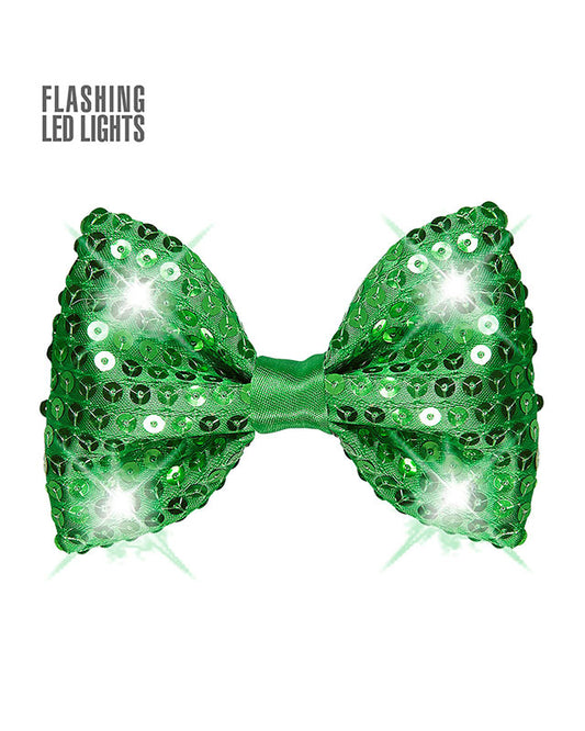 Green LED Sequin Bow Tie