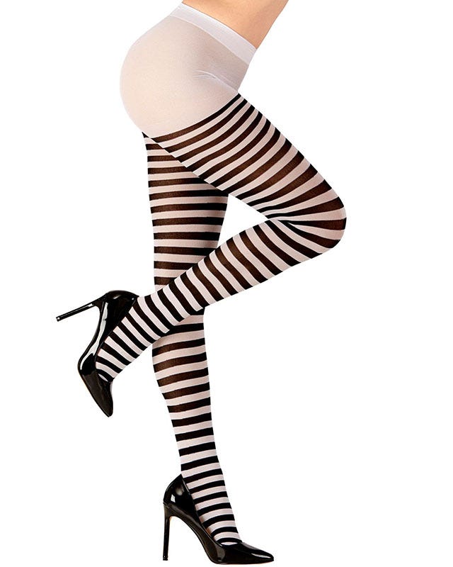 Black & White Striped Tights - Adult – product image 2