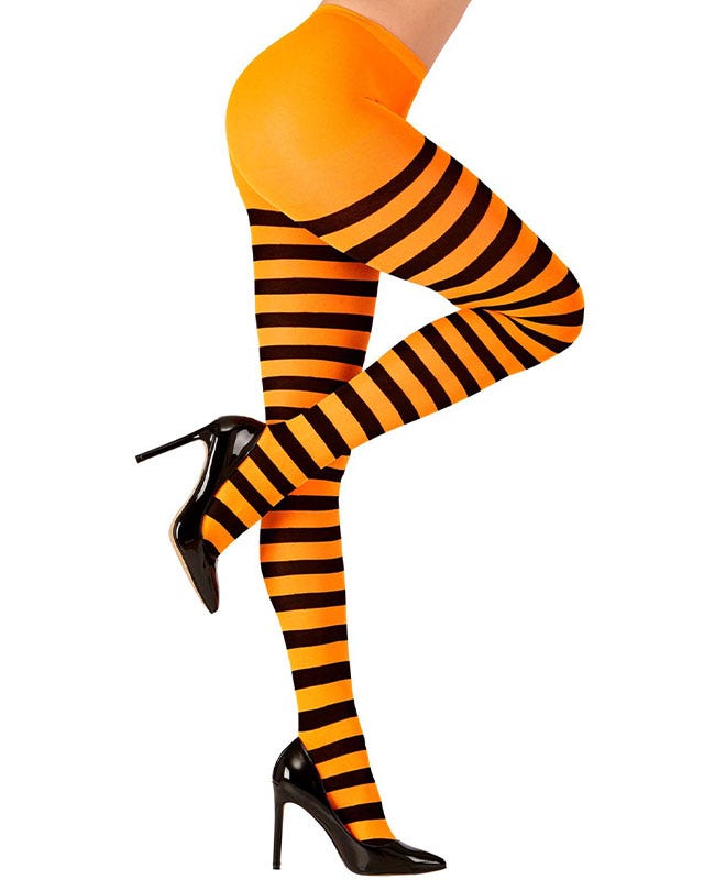 Orange & Black Striped Tights - Adult – product image 2