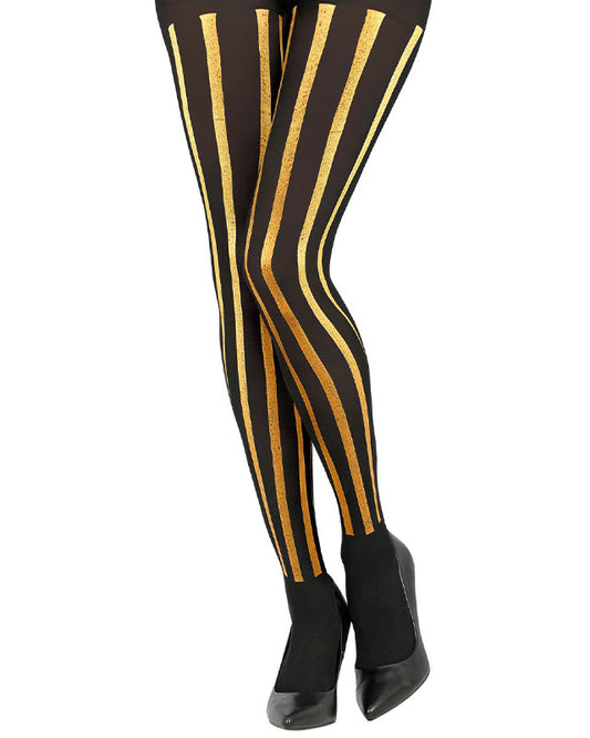 Black & Gold Striped Tights 50 Denier