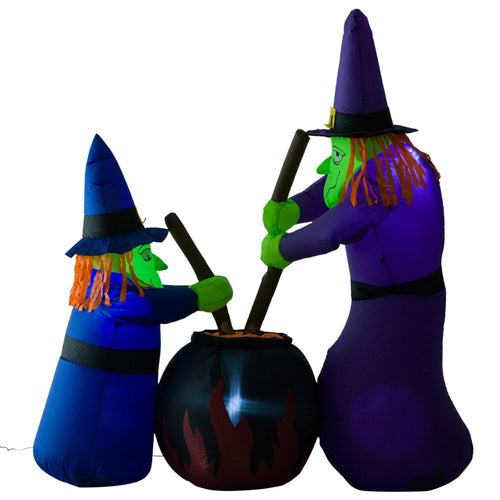 1.8m Inflatable Halloween Lawn Deco with LED Witches Around A Black Cauldron – product image 1