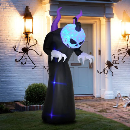 Halloween Decoration Inflatable Ghost with Horns on its Back Outstretched Paws to Scaring You