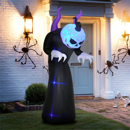 Halloween Decoration Inflatable Ghost with Horns on its Back Outstretched Paws to Scaring You