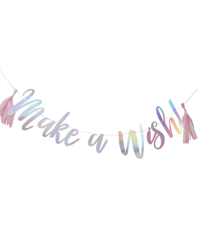 Unicorn Wishes 'Make A Wish' Iridescent Letter Banner - 1.5m – product image 1