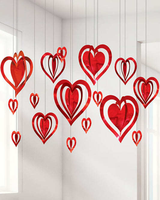 Valentines 3D Heart Hanging Decorations