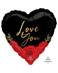 Love You Romantic Roses Balloon - 18" Foil