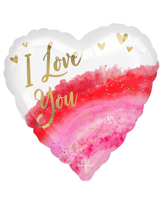 I Love You Geode Watercolour Balloon - 18" Foil