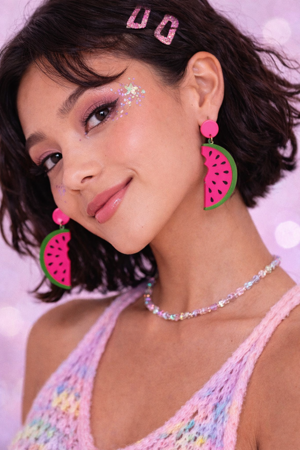Pink Watermelon Drop Earrings