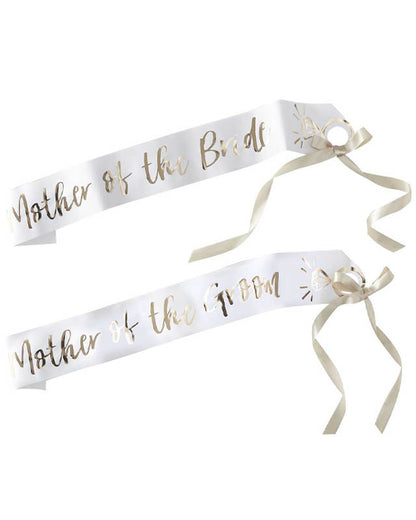 Gold Mother of the Bride and Groom Paper Sashes (2pk)