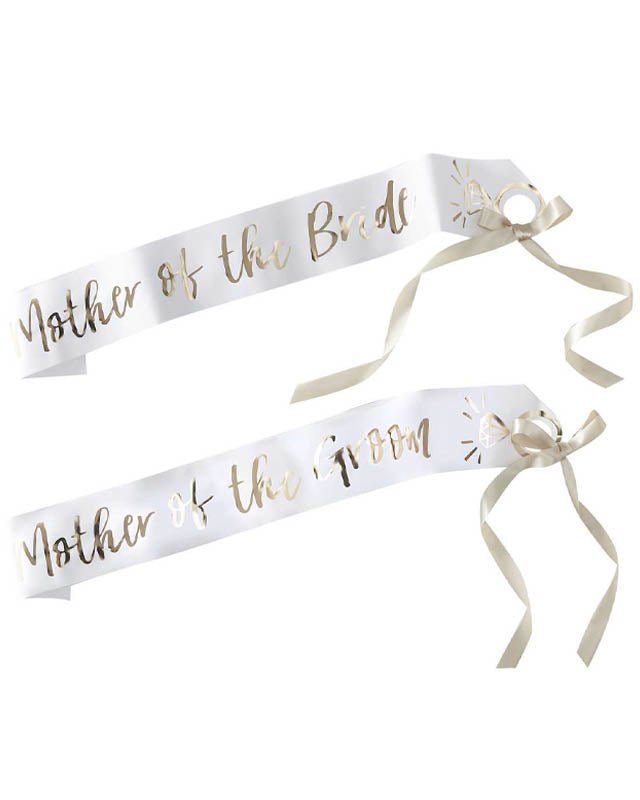Gold Mother of the Bride and Groom Paper Sashes (2pk) – product image 1