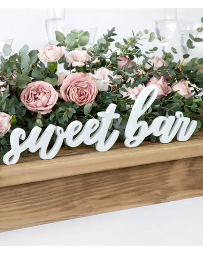 White Wooden Sweet Bar Sign - 37cm x 10cm