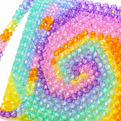 Rainbow Spiral Tie Dye Beaded Shoulder Bag