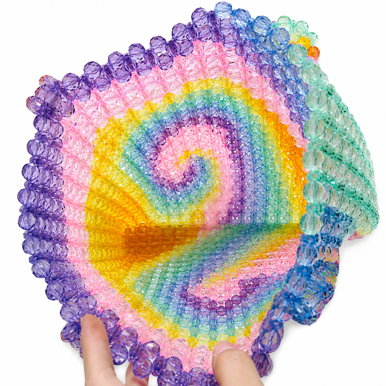 Rainbow Spiral Tie Dye Beaded Shoulder Bag