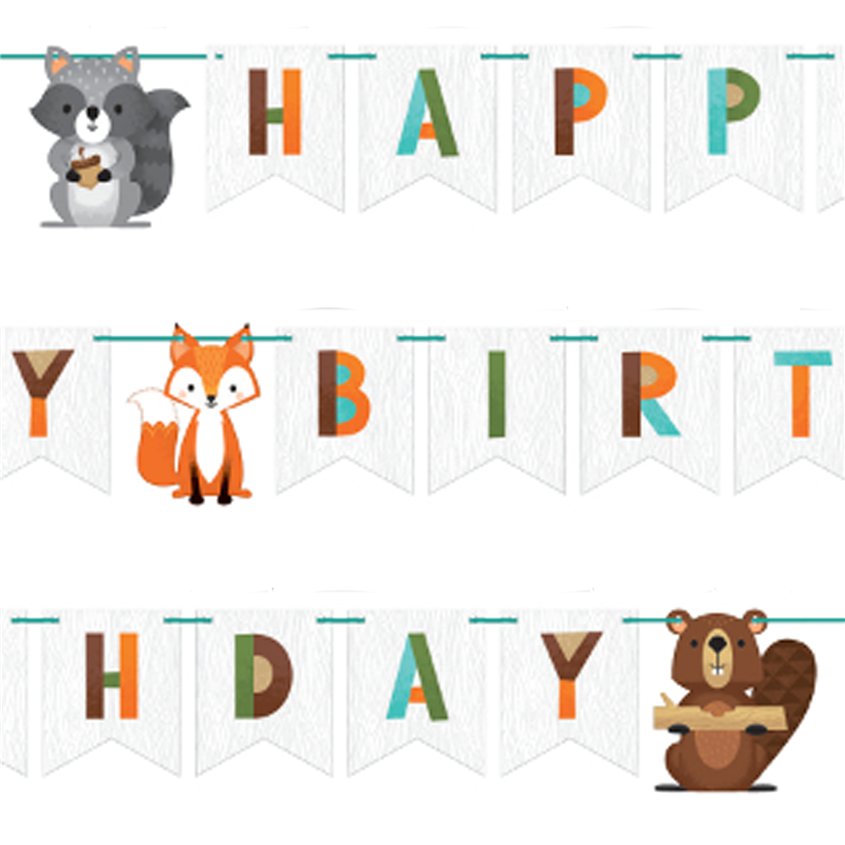 Woodland Animals 'Happy Birthday' Ribbon Banner - 2.5m
