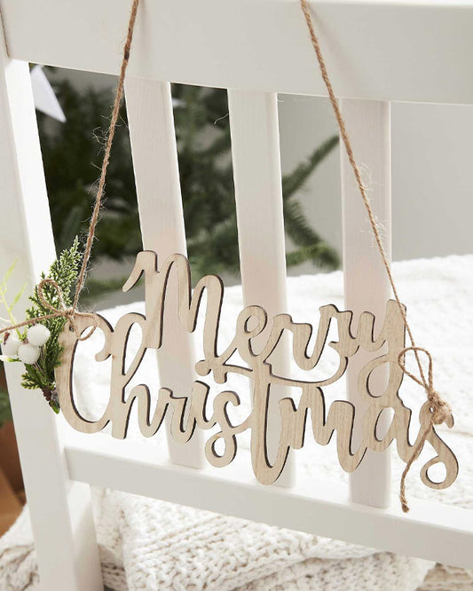 Wooden Merry Christmas Chair Signs - 27cm