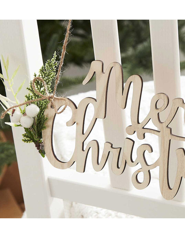 Wooden Merry Christmas Chair Signs - 27cm