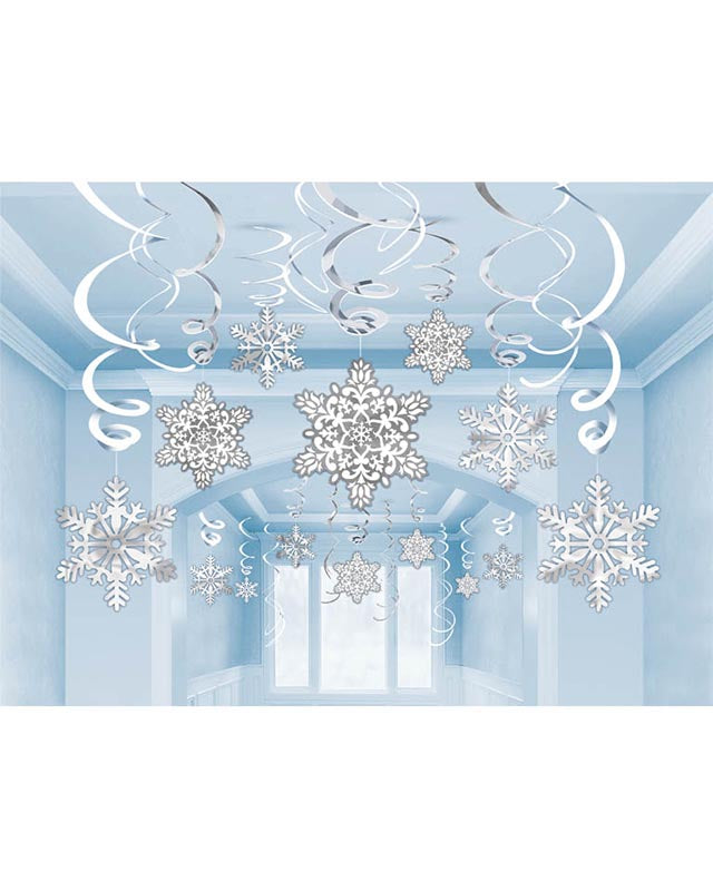 Snowflakes Paper Foil Swirls Decorations (30pk)