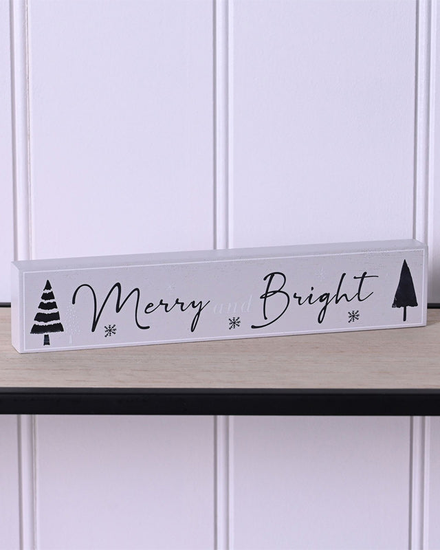 Merry & Bright Wooden Mantel Plaque - 20cm – product image 2