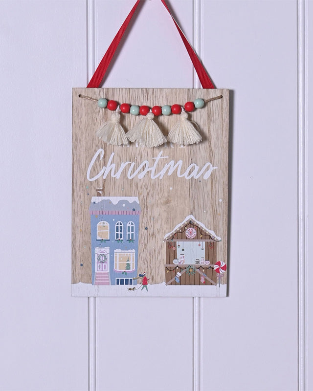 Merry Christmas Wooden Hanging Plaque - 29cm – product image 2