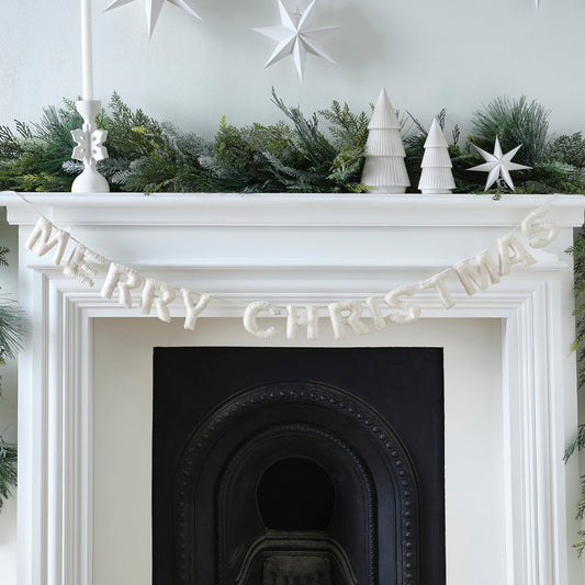 Felt Bunting - Merry Christmas - White